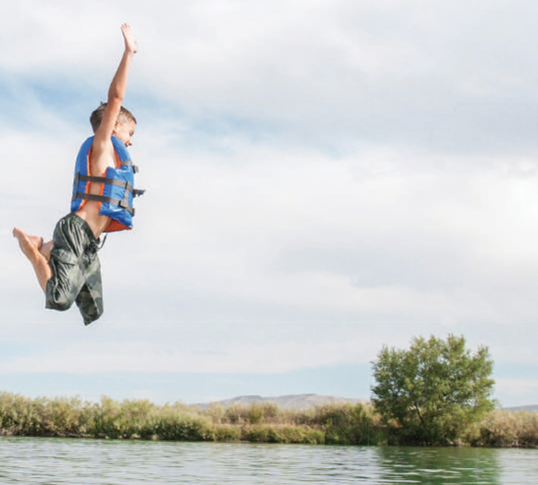 jumping in the water