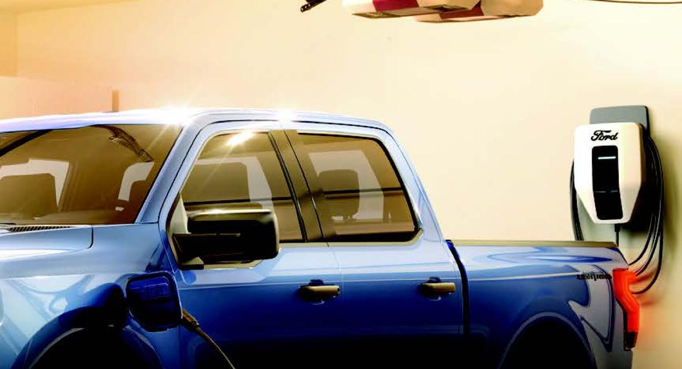 Ford’s electric pickup, the F-150 Lighting Pro, can even power your home during a prolonged power outage. PHOTO COURTESY OF FORD MOTOR COMPANY